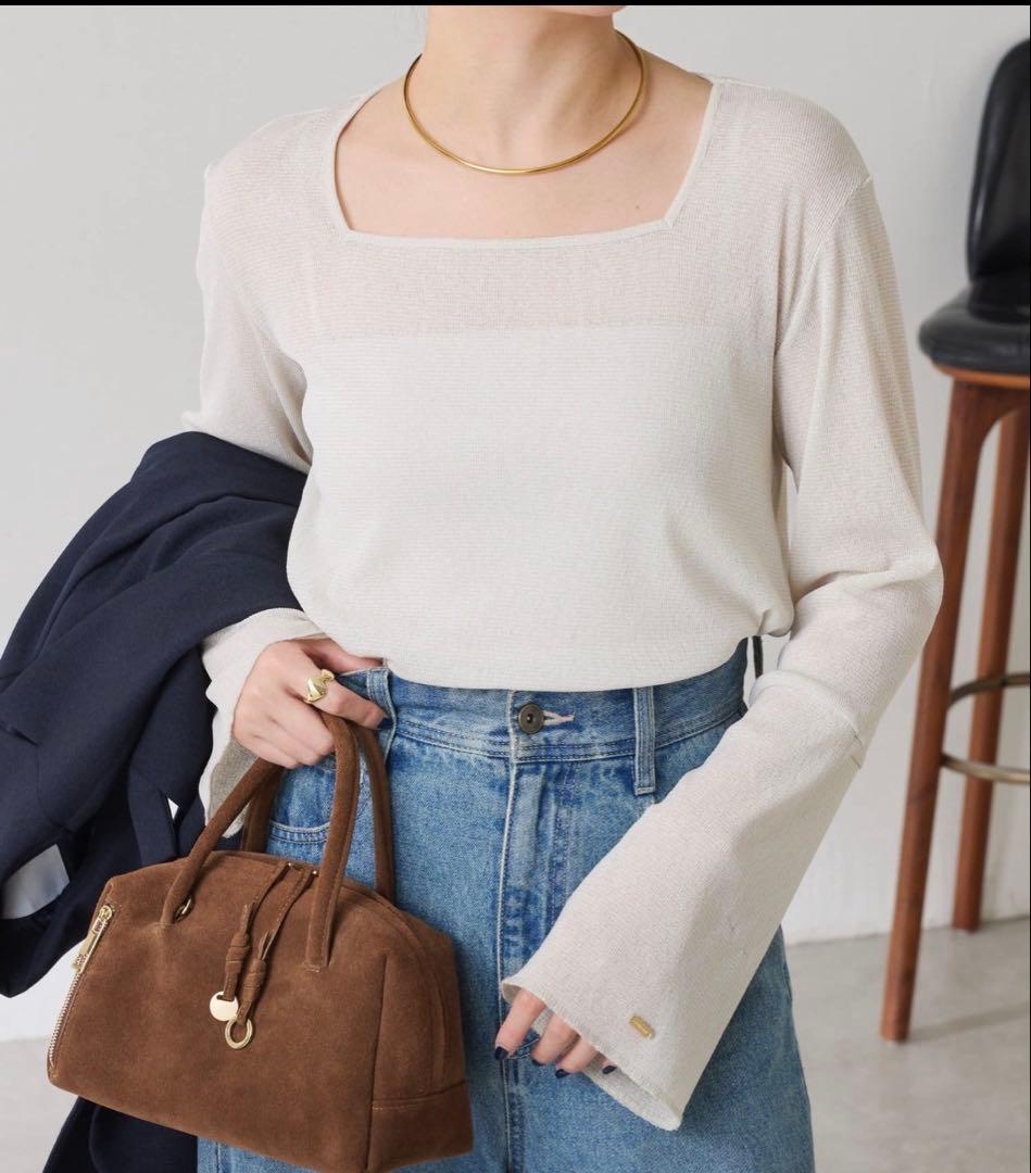 新品　COLLAGE GALLARDAGALANTE　シアーラメリブカットソー