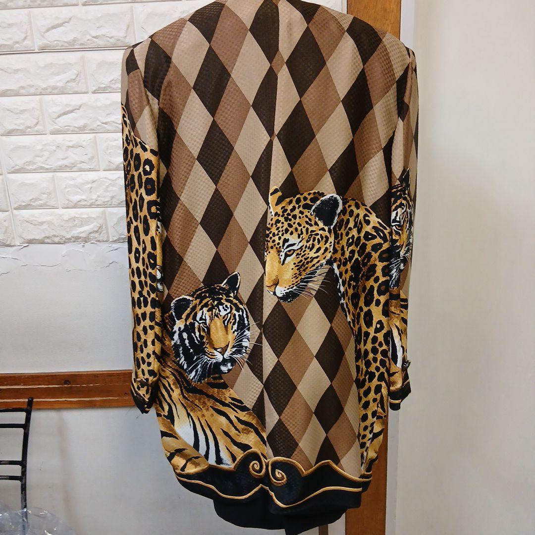 アーガイルパターン動物プリントジャケット