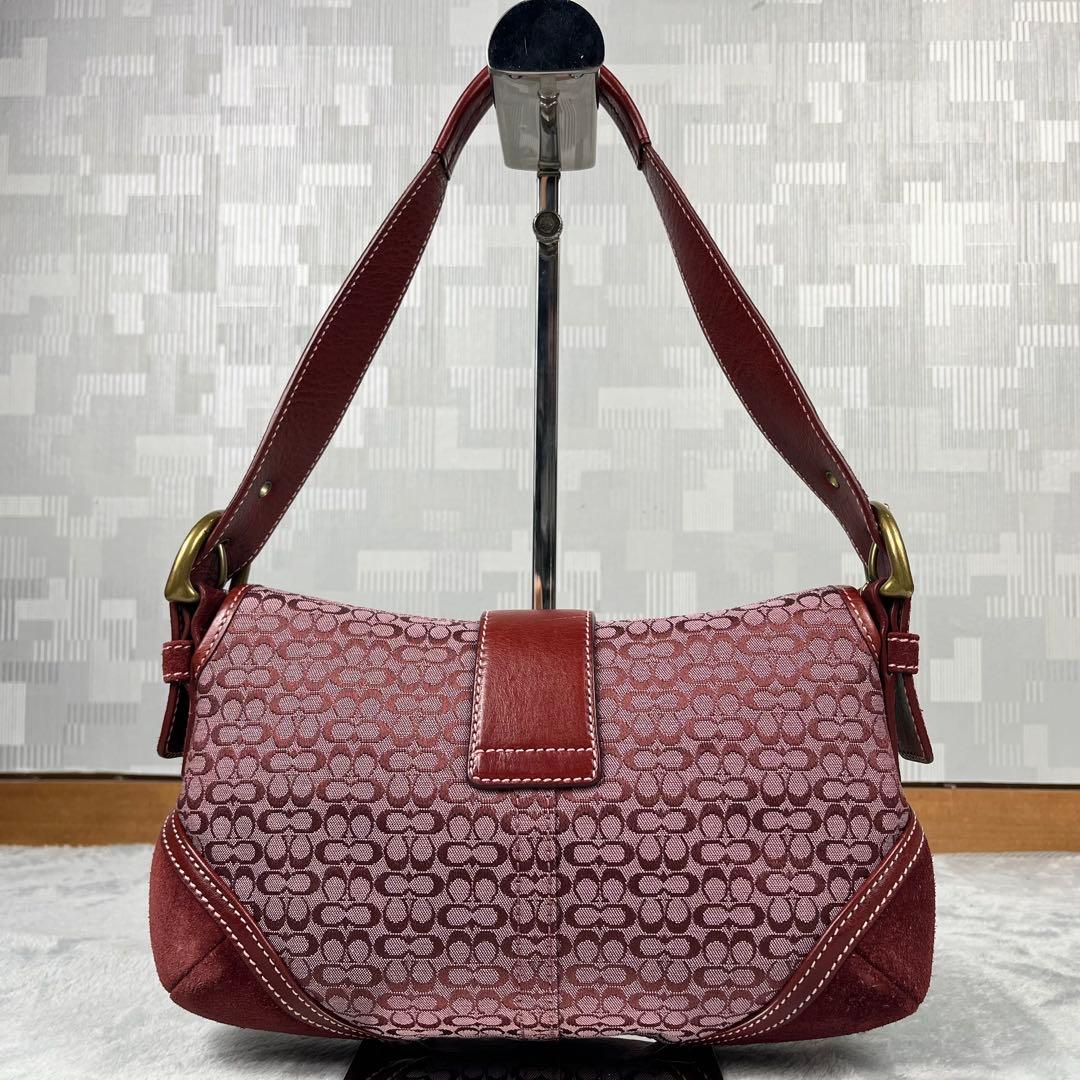 バッグ Coach Soho Bag Red Signature Suede