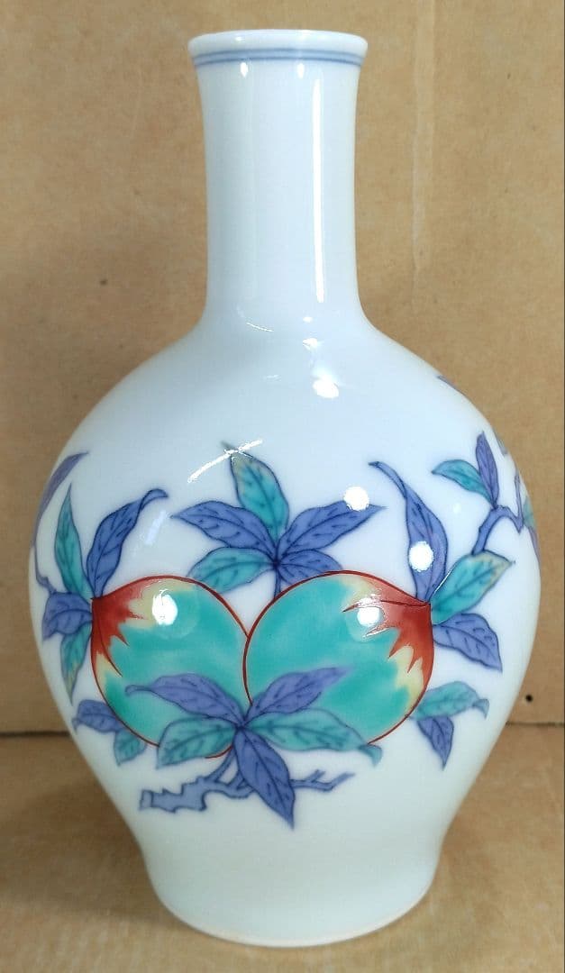 【本物保証】十三代今泉今右衛門 錦桃絵花瓶 共箱 栞 人間国宝 未使用