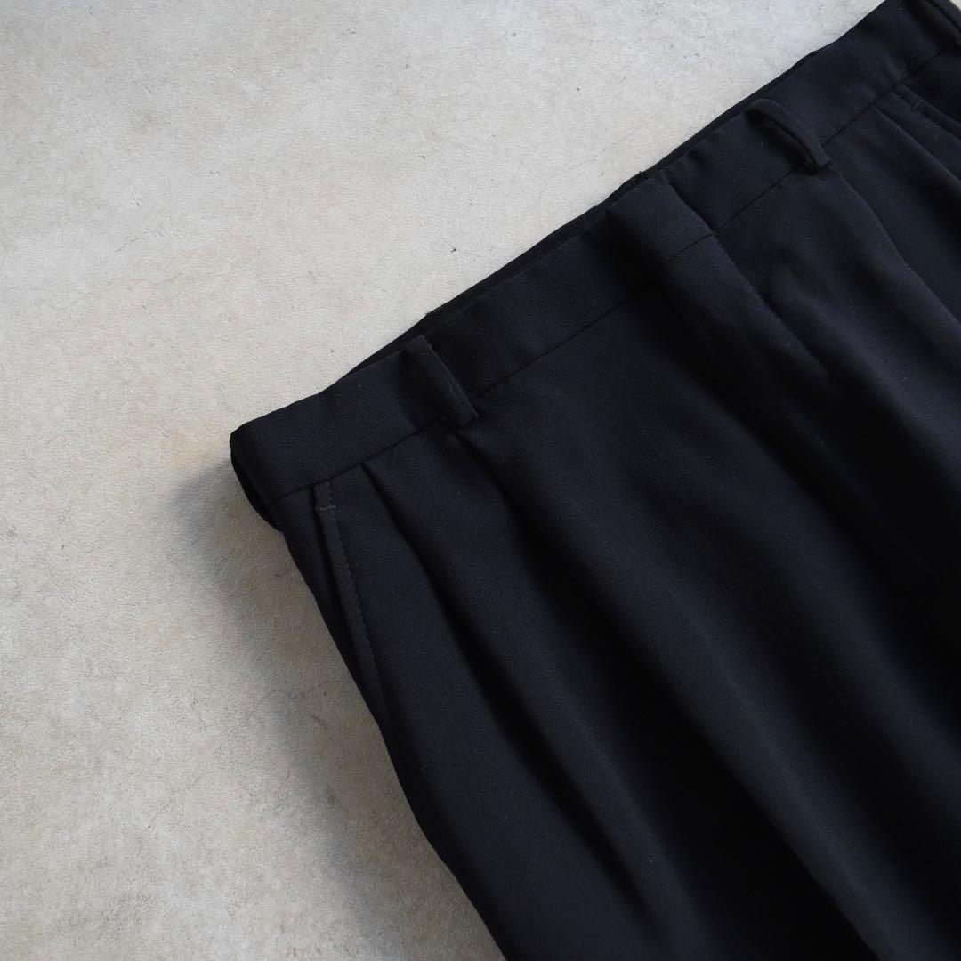 90s ランズエンド ウール ツータックスラックス ダークネイビーW32L29