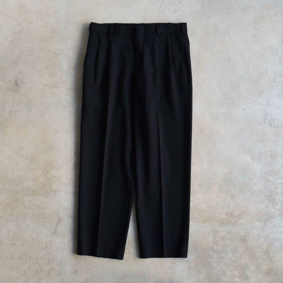 90s ランズエンド ウール ツータックスラックス ダークネイビーW32L29