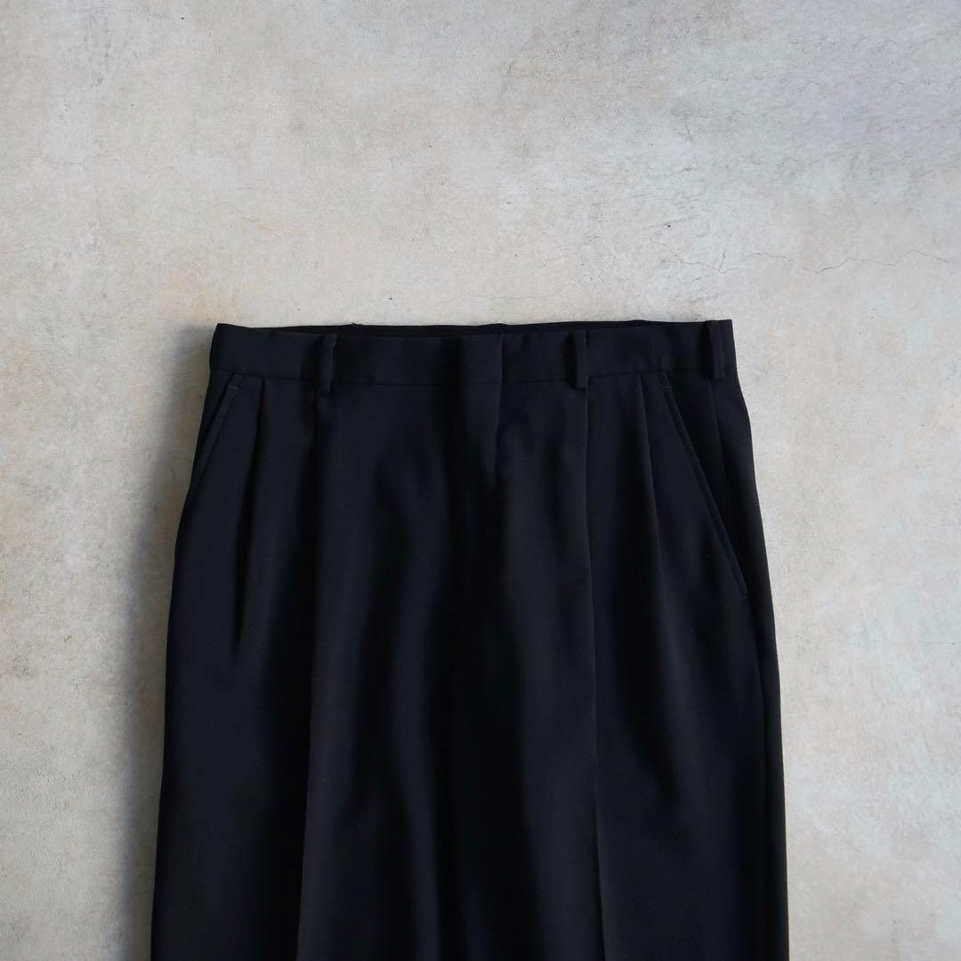 90s ランズエンド ウール ツータックスラックス ダークネイビーW32L29