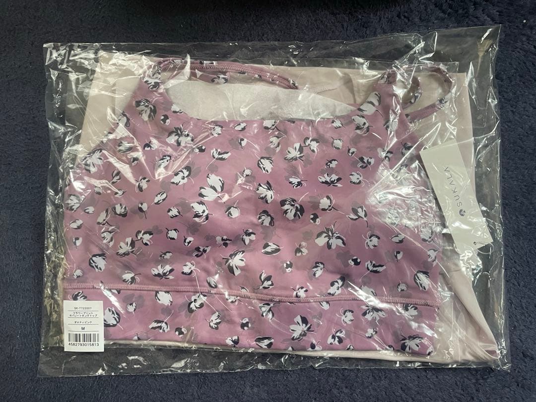 スカーラ フラワープリント　セパレートタンクトップ Mサイズ　ダスティピンク
