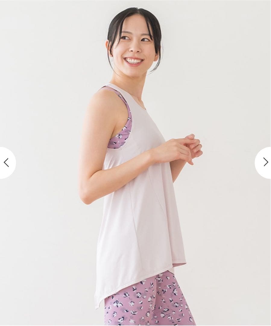 スカーラ フラワープリント　セパレートタンクトップ Mサイズ　ダスティピンク