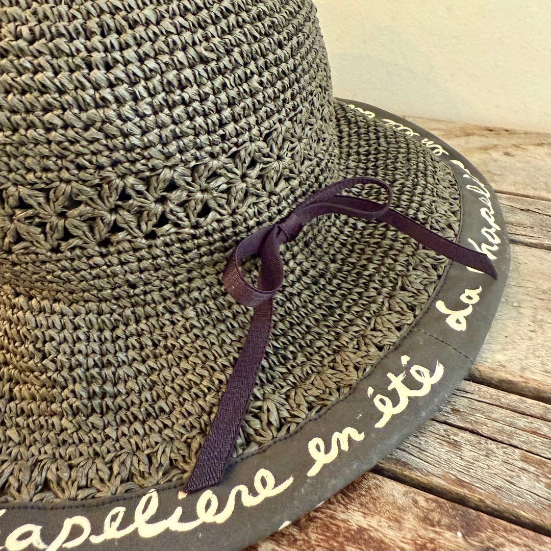 今期新品未使用☆完売商品 CA4LA リボン付きグレー麦わら帽子