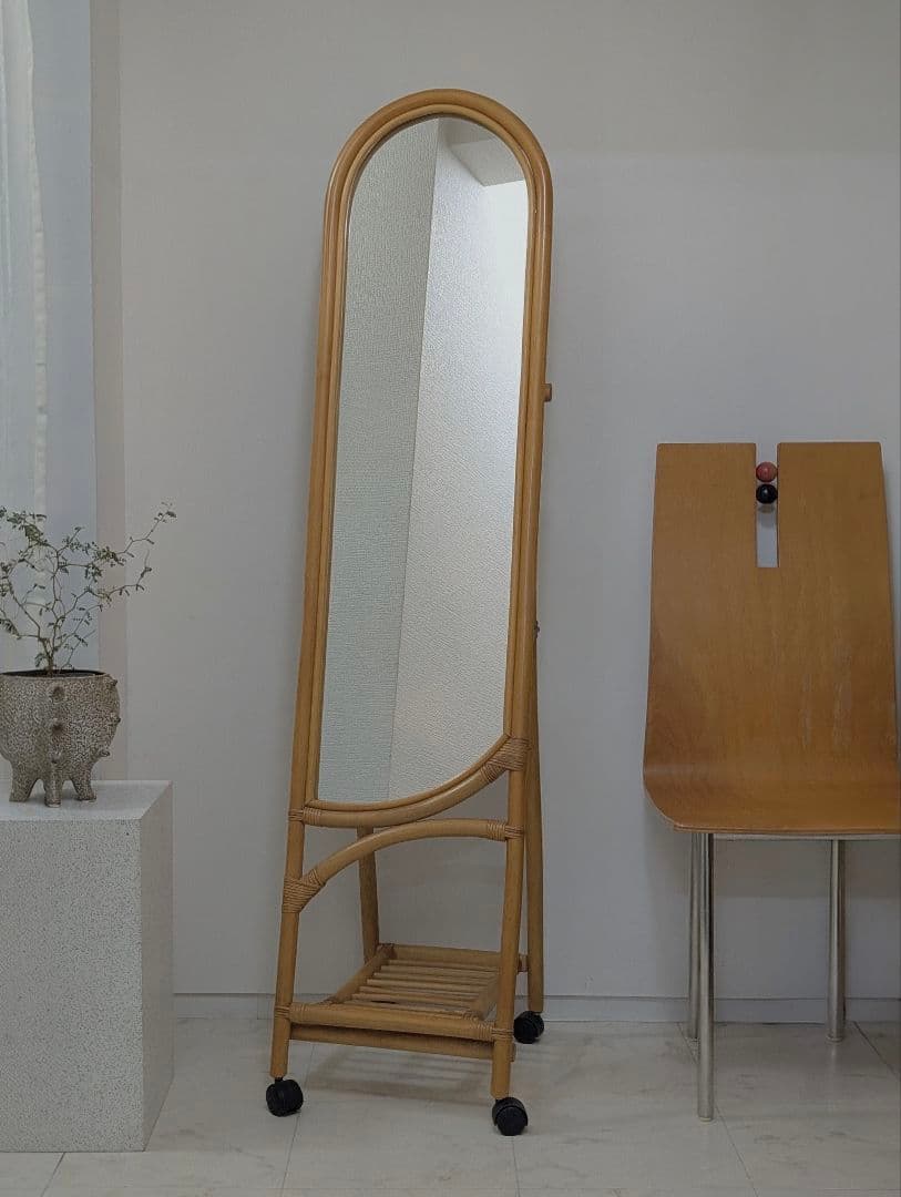 らっこさま専用 スタンドミラー オールド ラタン 藤 ジャパンディ モダン