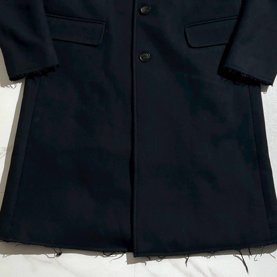 【美品】ディーゼル チェスターコート Lサイズ 切りっぱなし加工 ウール 黒