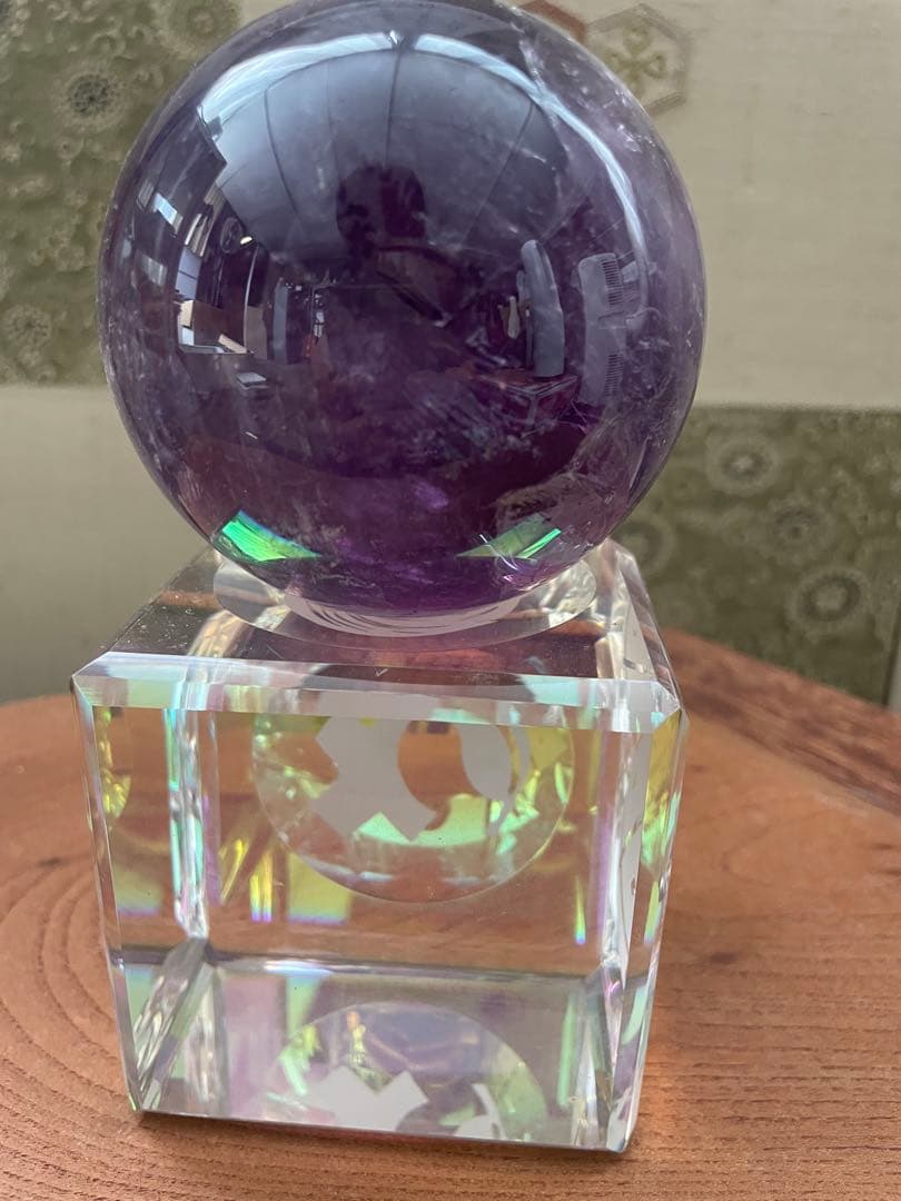 逸品大宝珠☆レインボー アメジスト アメシスト 紫水晶 丸玉 スフィア 天然石