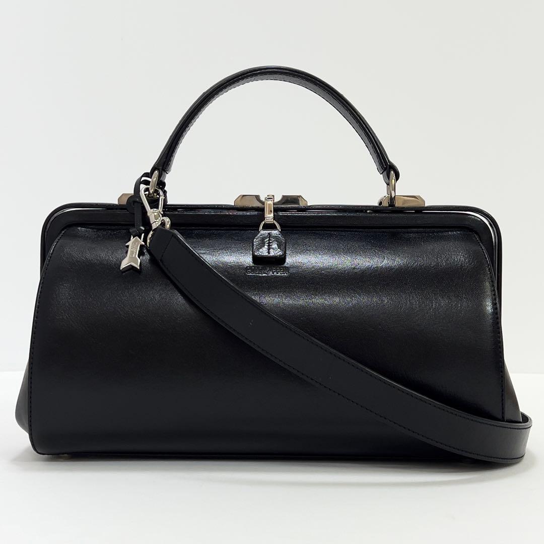 ゴールドファイル　ハンドバッグ　ショルダーバッグ　レザー　2WAY　ブラック