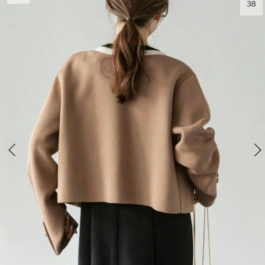 早い者勝ち！【美品】NOBLE 配色トリミングミラノリブショートジャケット