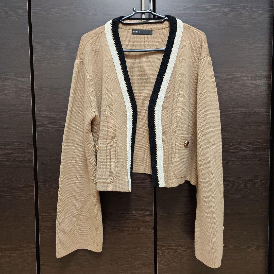 早い者勝ち！【美品】NOBLE 配色トリミングミラノリブショートジャケット