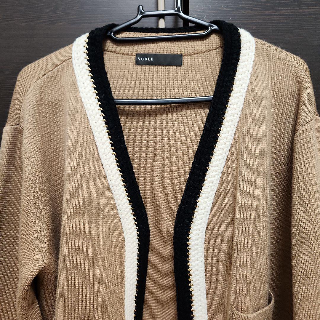早い者勝ち！【美品】NOBLE 配色トリミングミラノリブショートジャケット