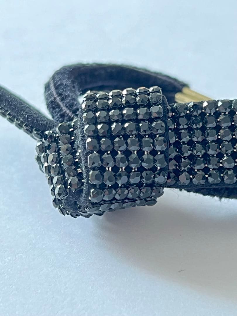 acca リボン ヘアゴム ビーズ装飾 ブラック