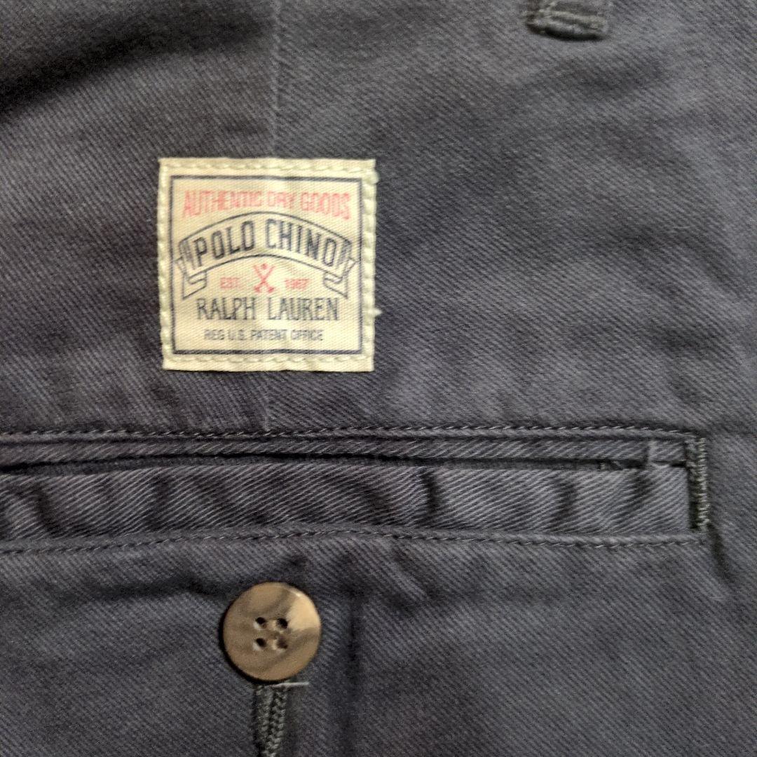 デッドストック　90s ポロ　ラルフローレン　ツータック　チノ　ネイビー