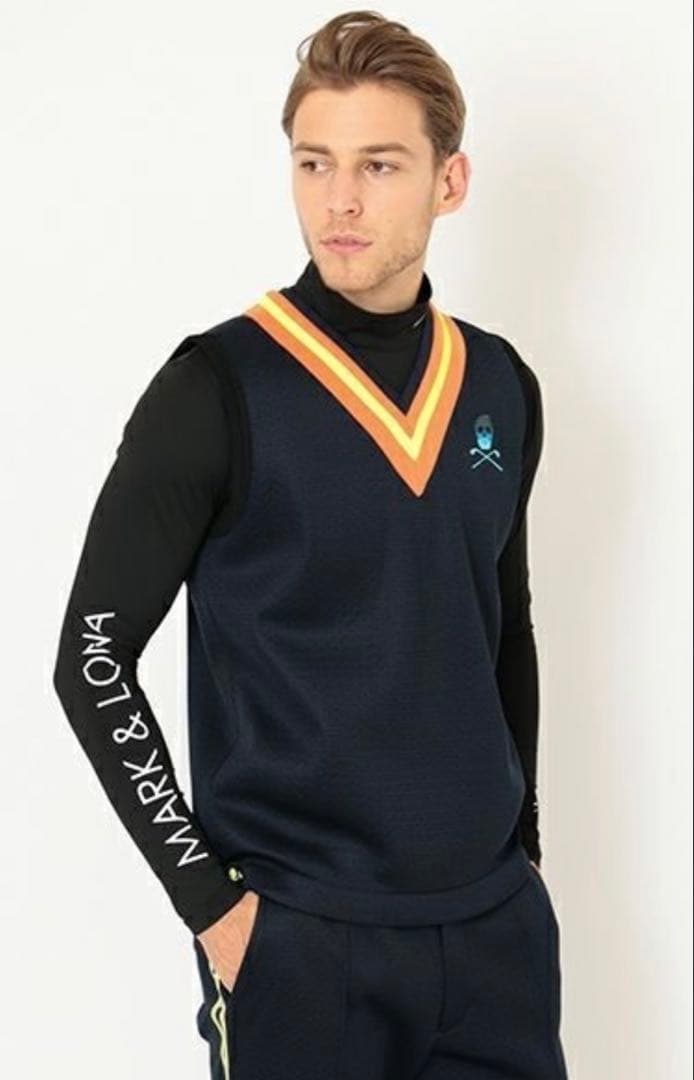 MARK & LONA ネイビー Vネックベスト