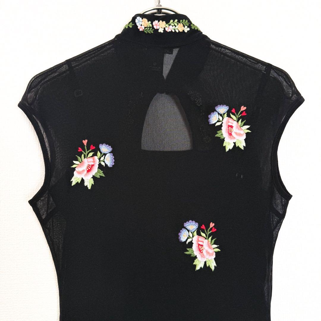 VIVIENNE TAM ヴィヴィアンタム　チャイナドレス　ブラック　花刺繍