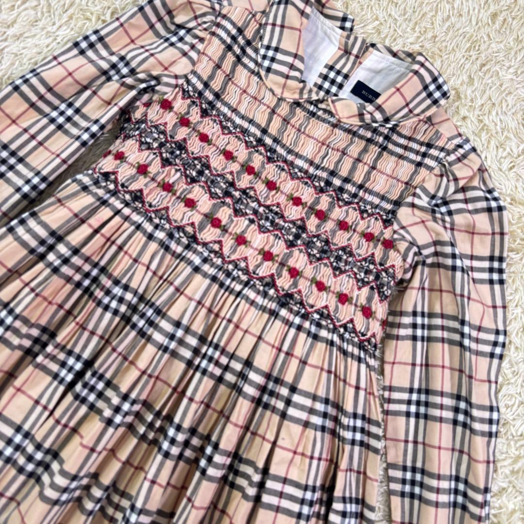 バーバリー　スモッキング　ノバチェック　キッズ　ワンピース　長袖　110