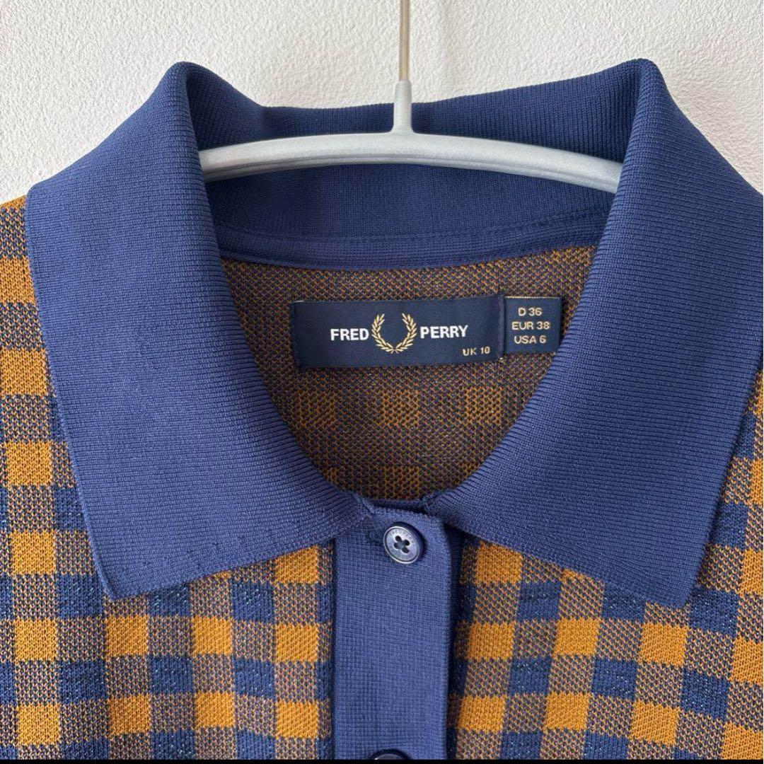 【希少】FRED PERRY 半袖　ニット　ポロシャツ チェック レデ