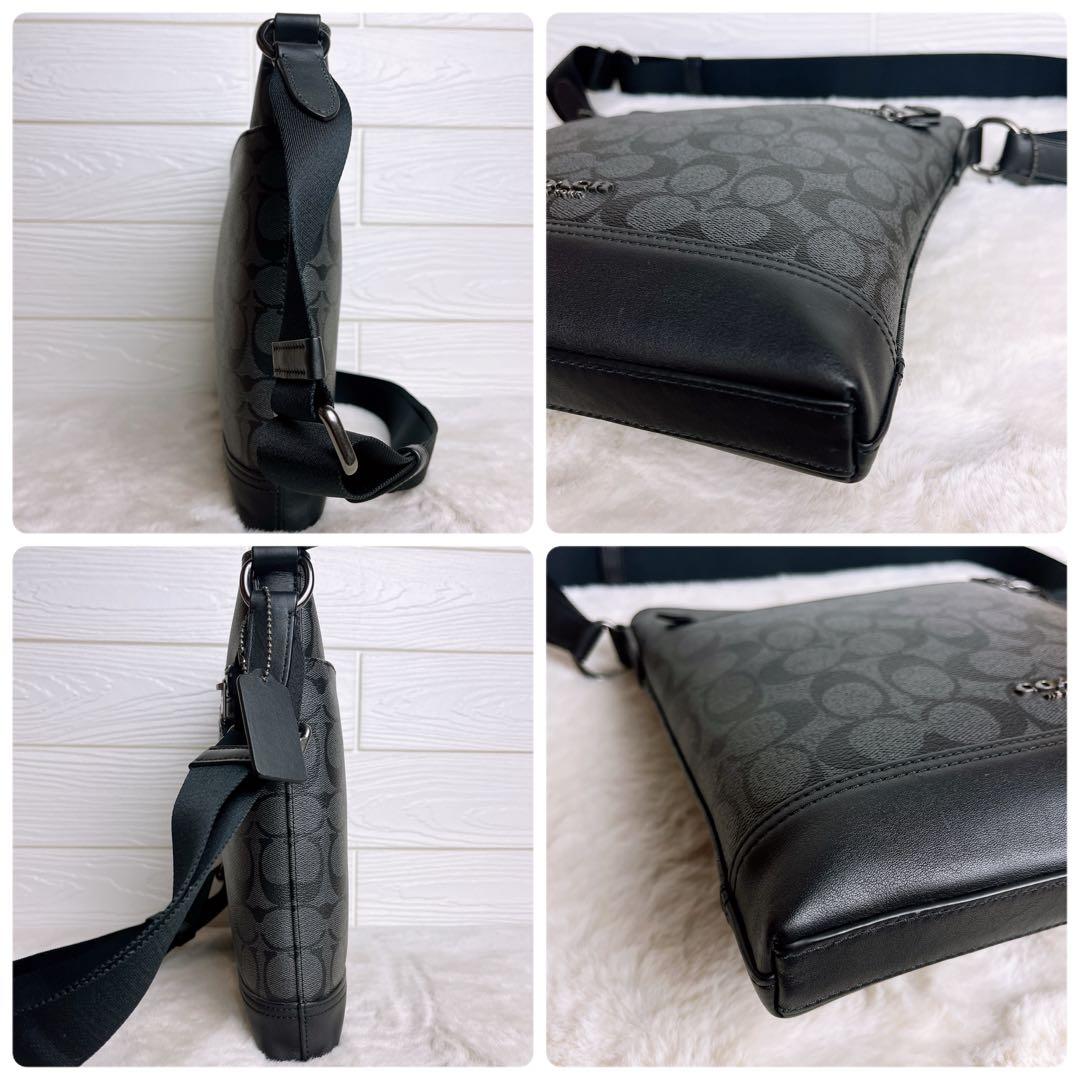 未使用級☆COACHコーチ ショルダーバッグ ブラック レザーメンズ ビジネス