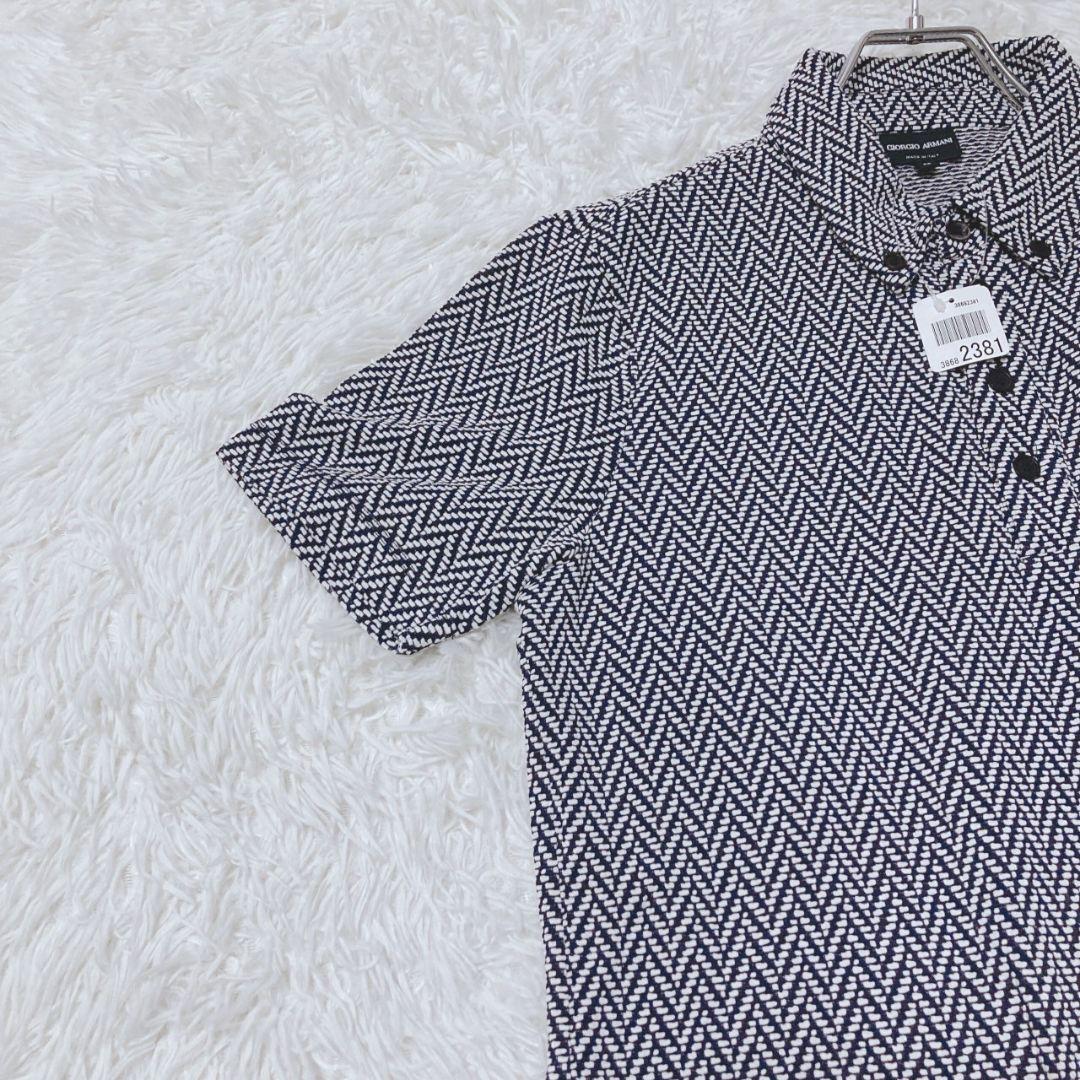 ジョルジオアルマーニ ポロシャツ サイズ48 ブラック 総柄 半袖 カジュアル