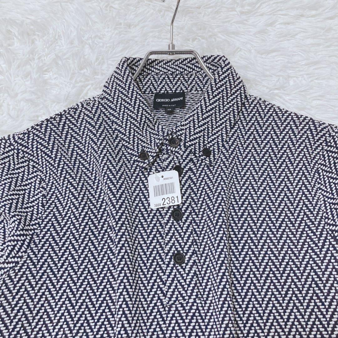 ジョルジオアルマーニ ポロシャツ サイズ48 ブラック 総柄 半袖 カジュアル