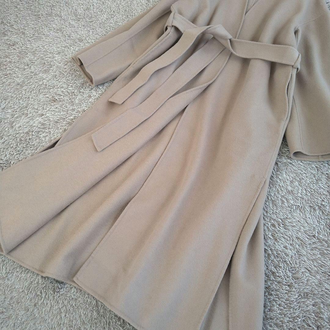 イエナ マンテコ ダブルフェイスリバーコート ノーカラー ベルト ロング ウール