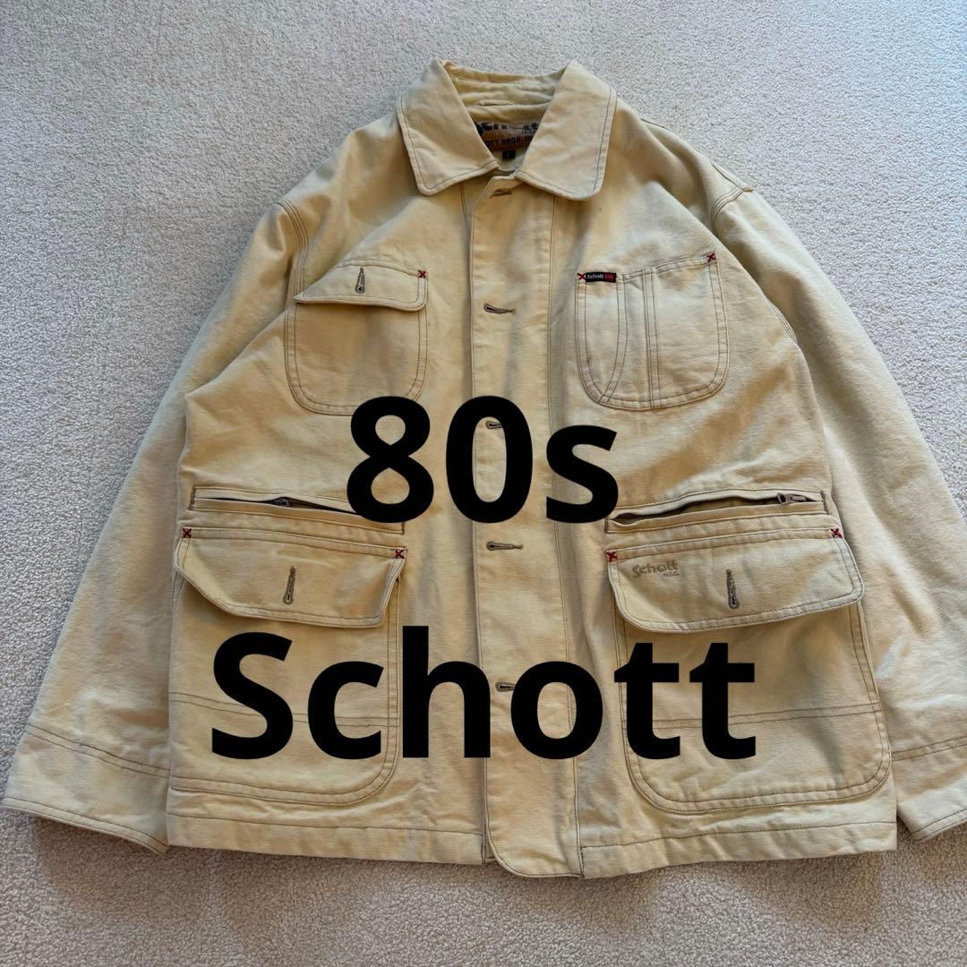 80s Schott ダック地 ワークジャケット 茶タグ USA製 Lサイズ