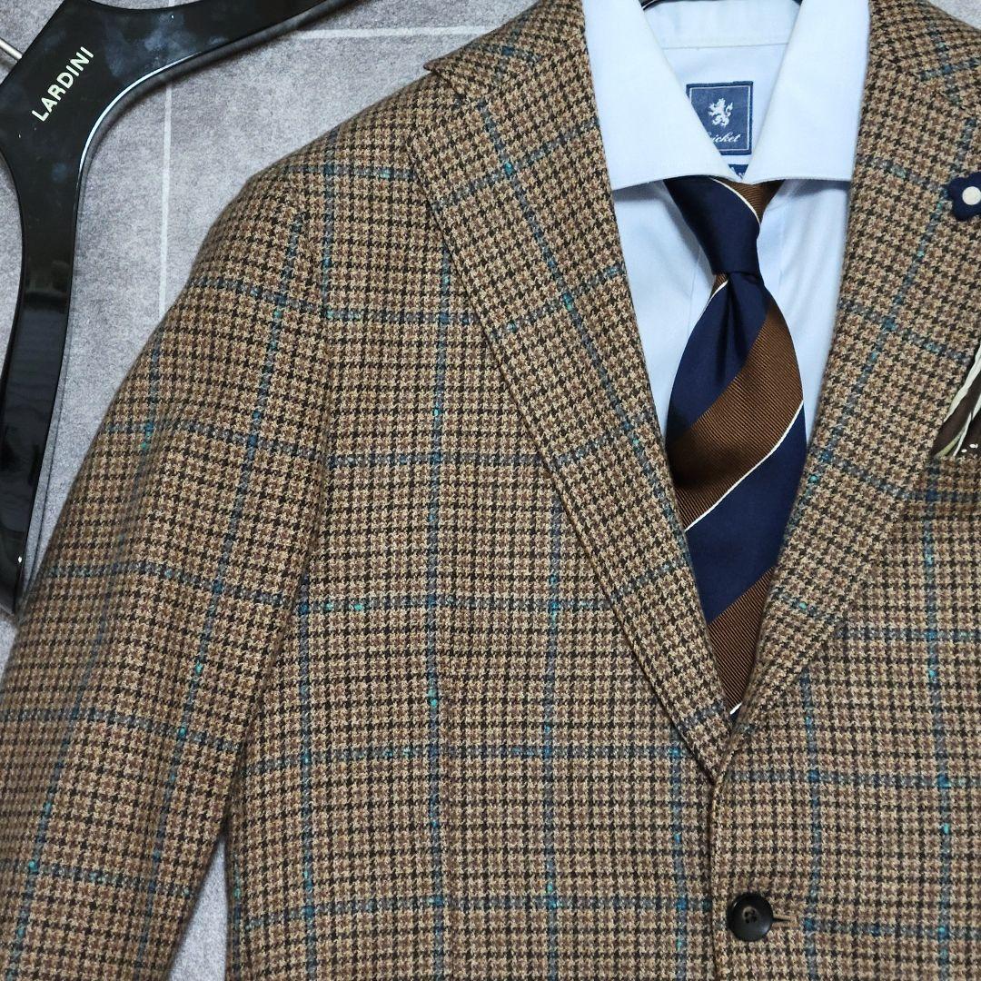 ★未使用近 ラルディーニ 秋冬 超高級ツイード ブラウン テーラードジャケット