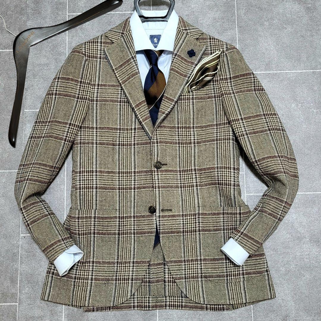 ★未使用近 ラルディーニ 秋冬 超高級ツイード ブラウン テーラードジャケット