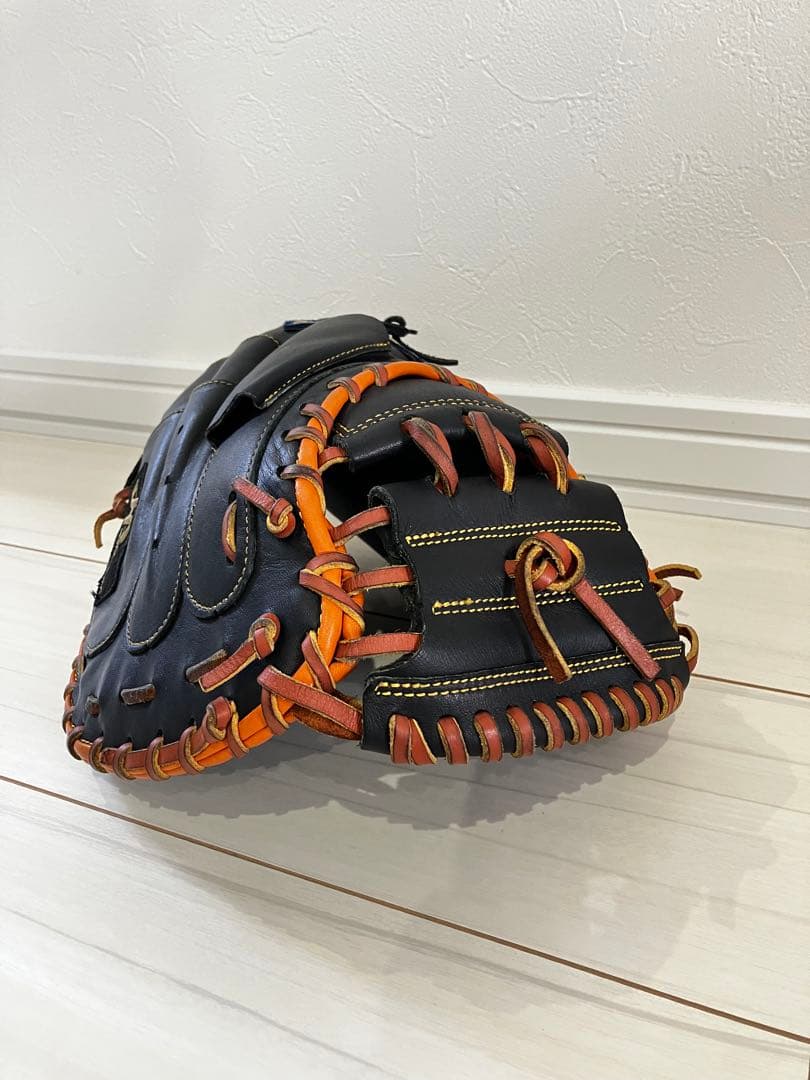 マ*ー様 HATAKEYAMA ハタケヤマ 硬式　ミット　左利き用　黒/オレンジ