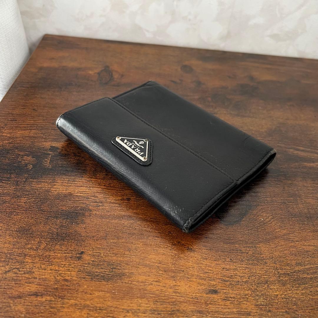 PRADA プラダ サフィアーノ レザー 三角プレート 三つ折り財布 ミニ財布