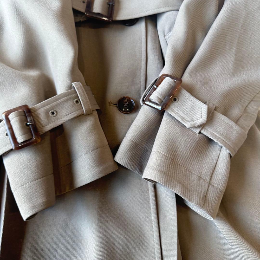 コヒナ レザーライクカラートレンチコート 2way グレージュ 未使用級