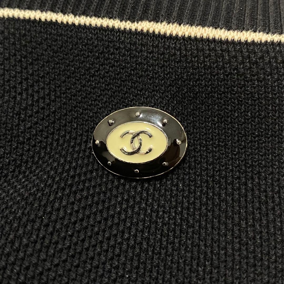 CHANEL シャネル ココマーク ワンピース ドレス 38 黒 半袖 コットン