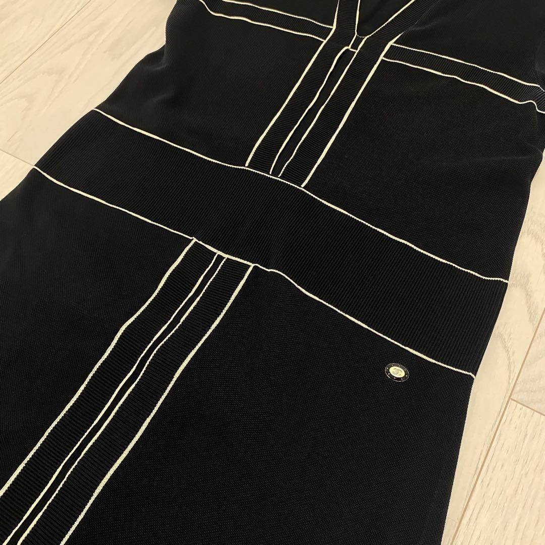 CHANEL シャネル ココマーク ワンピース ドレス 38 黒 半袖 コットン