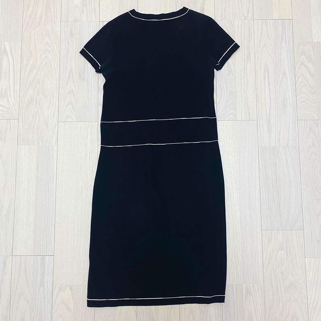 CHANEL シャネル ココマーク ワンピース ドレス 38 黒 半袖 コットン