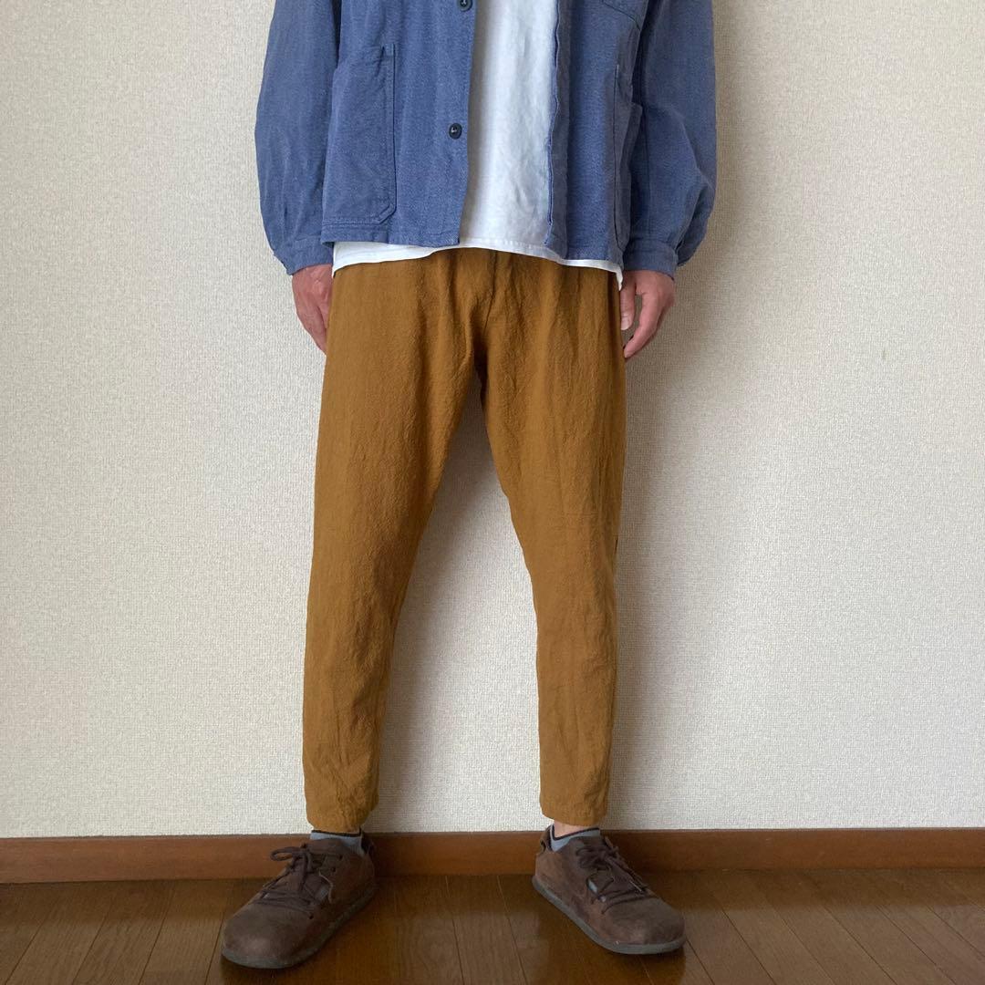 コットンリネン シンプルもんぺ クルミ うなぎの寝床 M寸