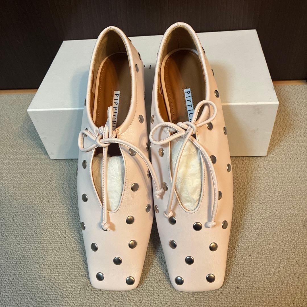 極美品PIPPICHIC / AMBER スタッズ フラットシューズ