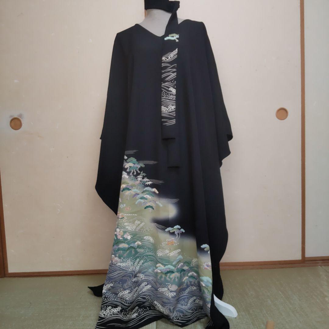 正絹 友禅 作家物 黒留袖 ロングドレス セミオーダー