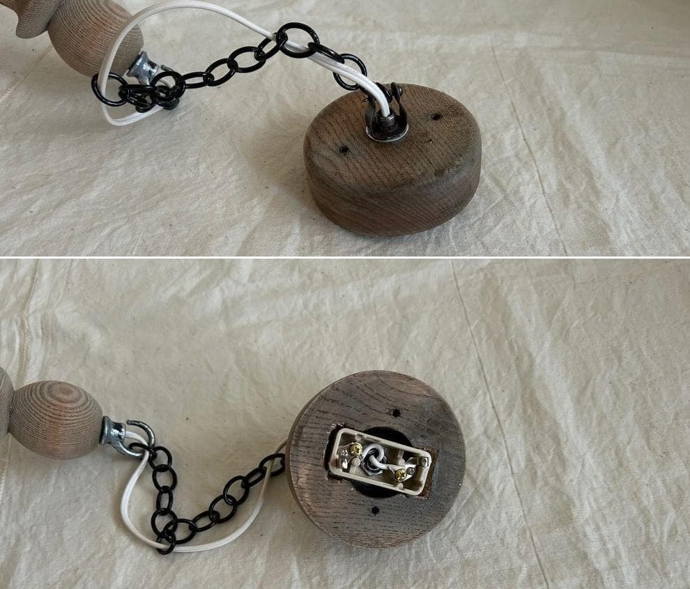 フランスアンティーク　木製シャンデリア　３灯　シャビー　店舗什器