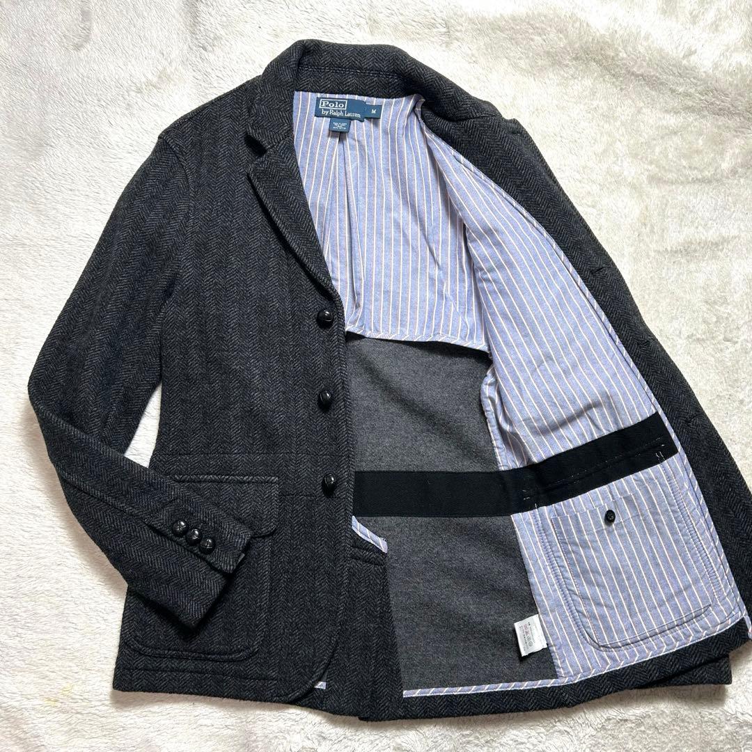 ラルフローレン　ジャケット　ヘリンボーン　胡桃ボタン　グレー　M