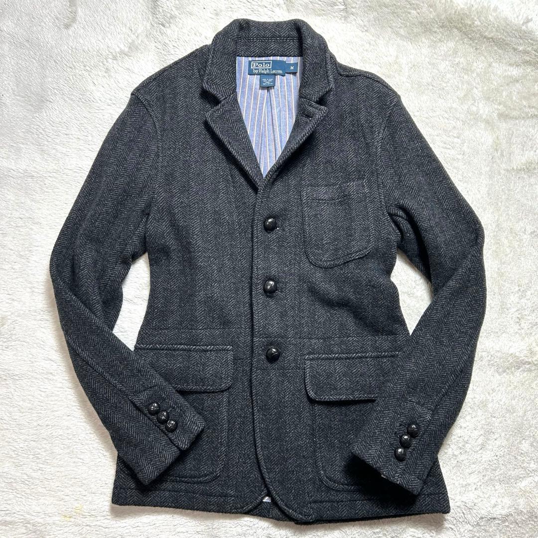 ラルフローレン　ジャケット　ヘリンボーン　胡桃ボタン　グレー　M