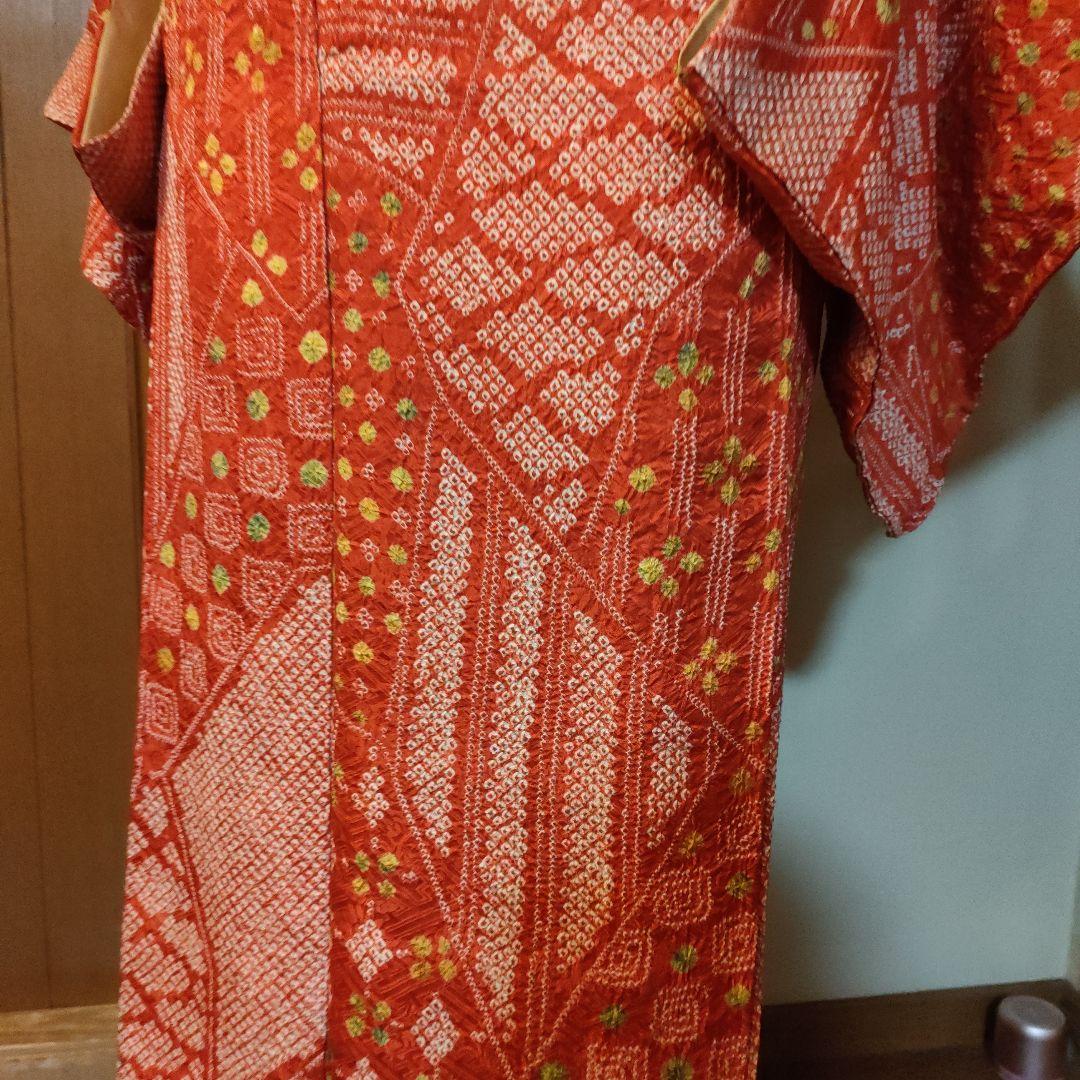 専用です。　正絹　豪華！総絞り　小紋　クリスマスお正月に　赤