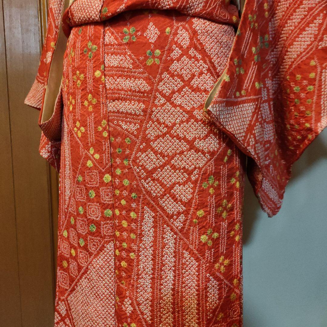 専用です。　正絹　豪華！総絞り　小紋　クリスマスお正月に　赤