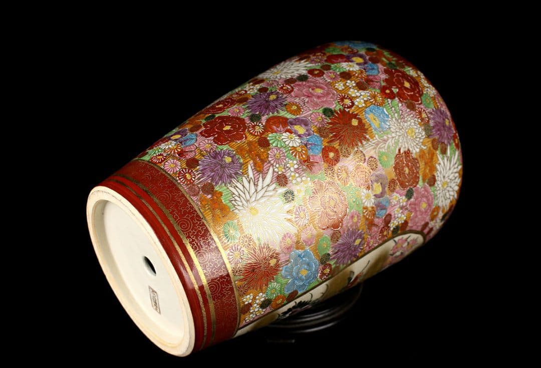 薩摩焼き　色絵金彩　丸十　大花瓶　高33cm