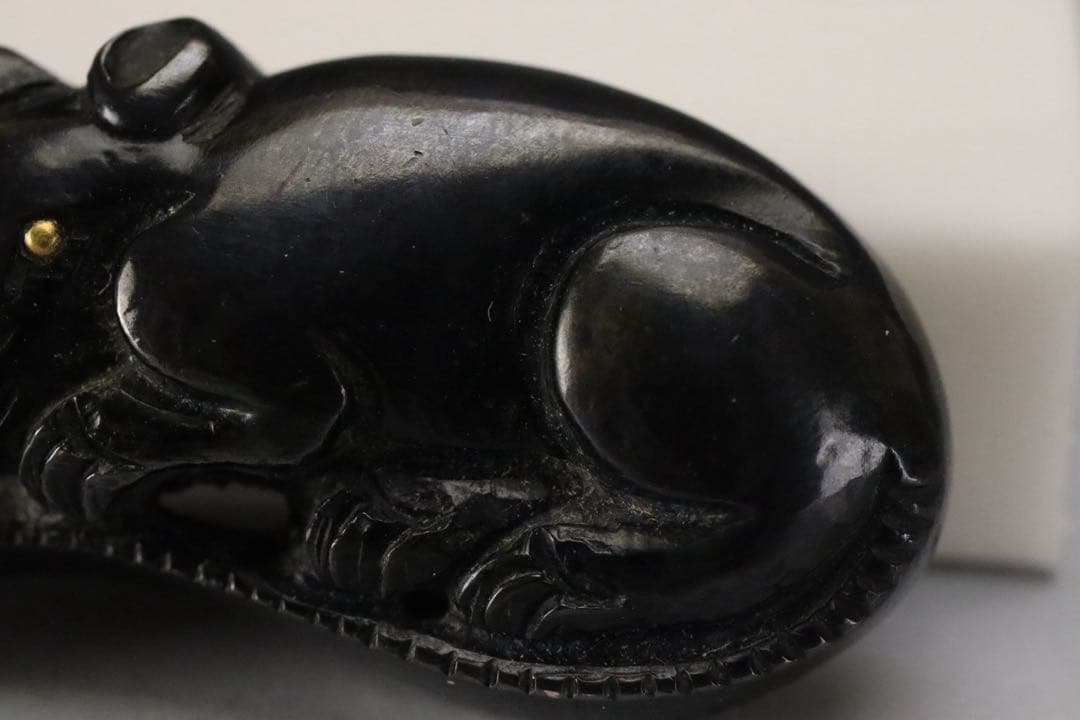 時代刀装具 無銘 京金工 桝に鼠図目貫 赤銅地 容彫 金色絵 保存刀装具鑑定書