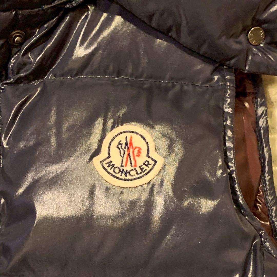 美品 モンクレール ダウンベスト GALENE ロゴワッペン フーディ ネイビー
