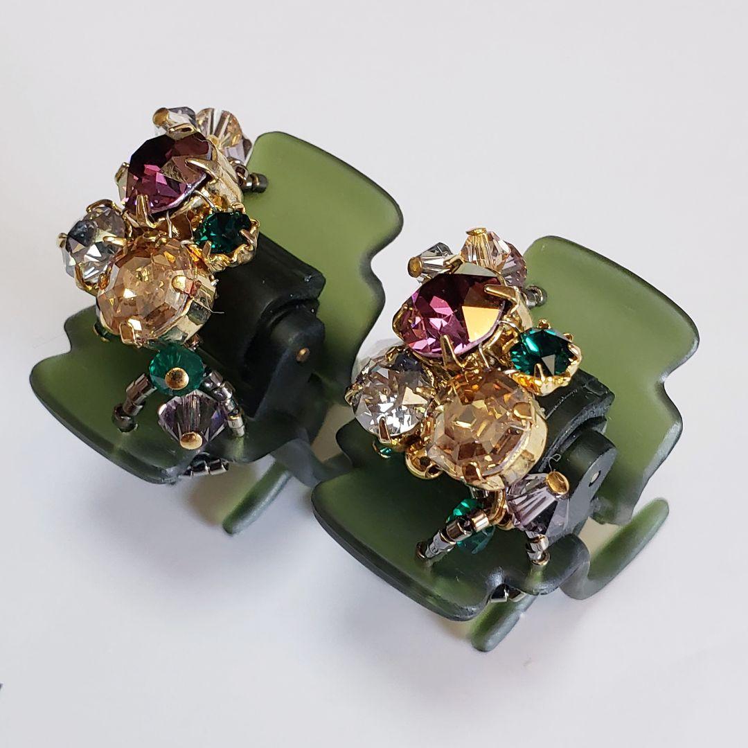 新品未使用　コンプレックスビズ ビジュー デザートクリップ 2個セット　カーキ