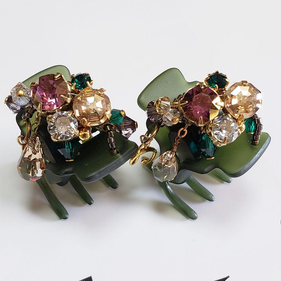 新品未使用　コンプレックスビズ ビジュー デザートクリップ 2個セット　カーキ