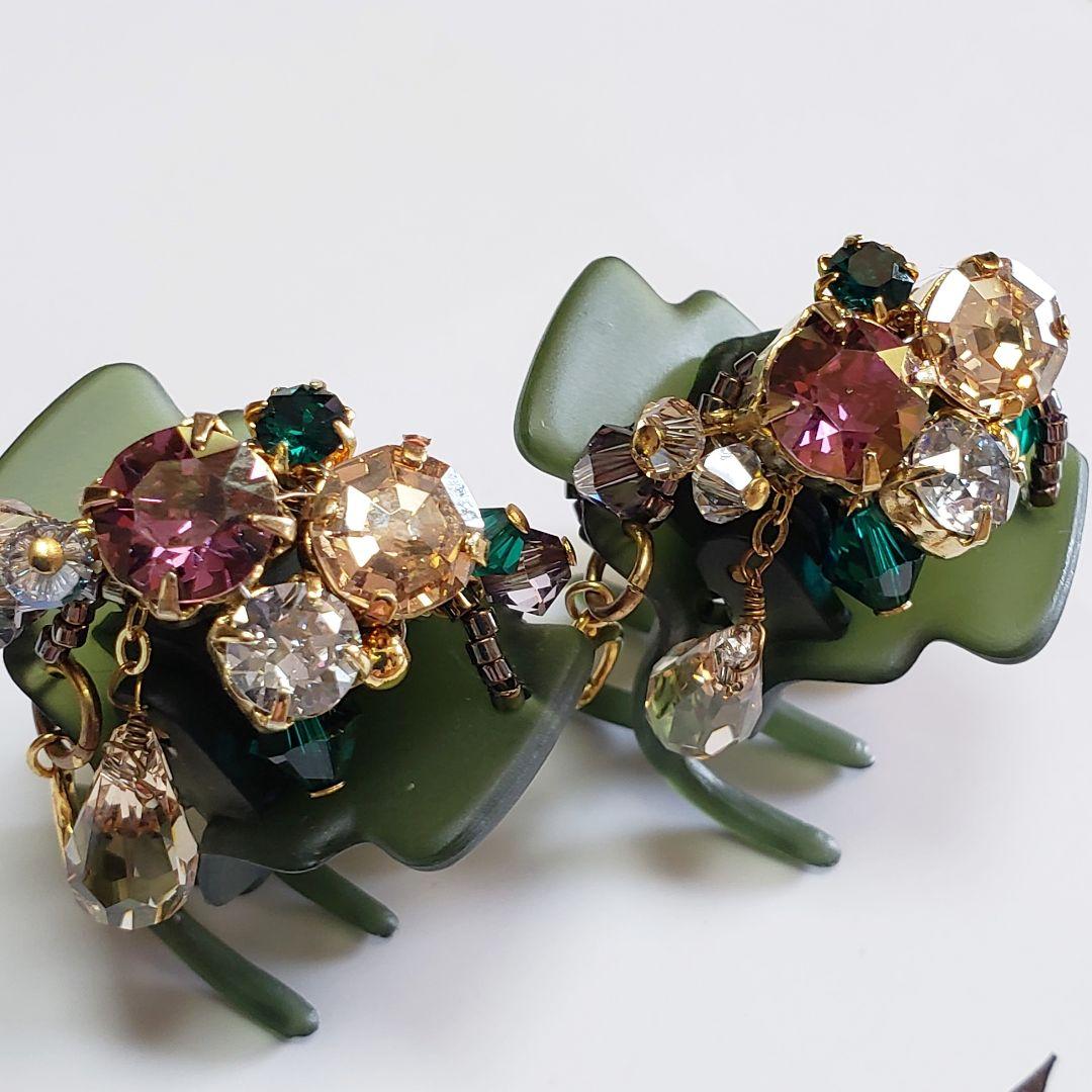 新品未使用　コンプレックスビズ ビジュー デザートクリップ 2個セット　カーキ